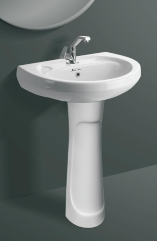 LUXEHOME Pedestal Premium Ceramic Single Bowl Wash Basin for Bathroom Pedestal Basin(White)