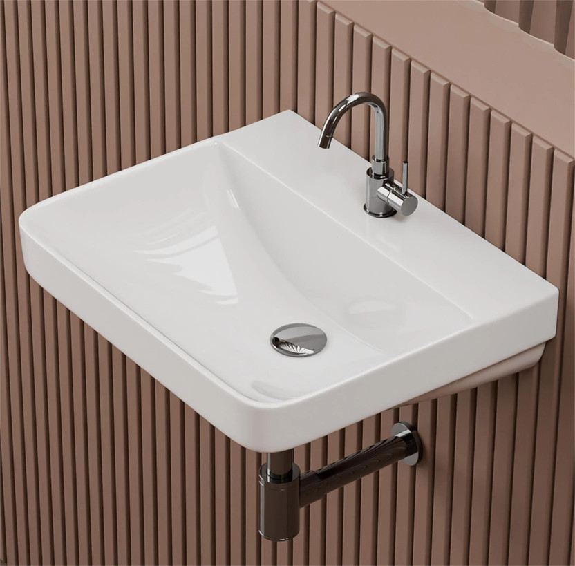 Syon Premium Ceramic Wash Basin | Elegant Bathroom Sink | Durable & Easy to Clean SYON006 Wall Hung Basin(WHITE)