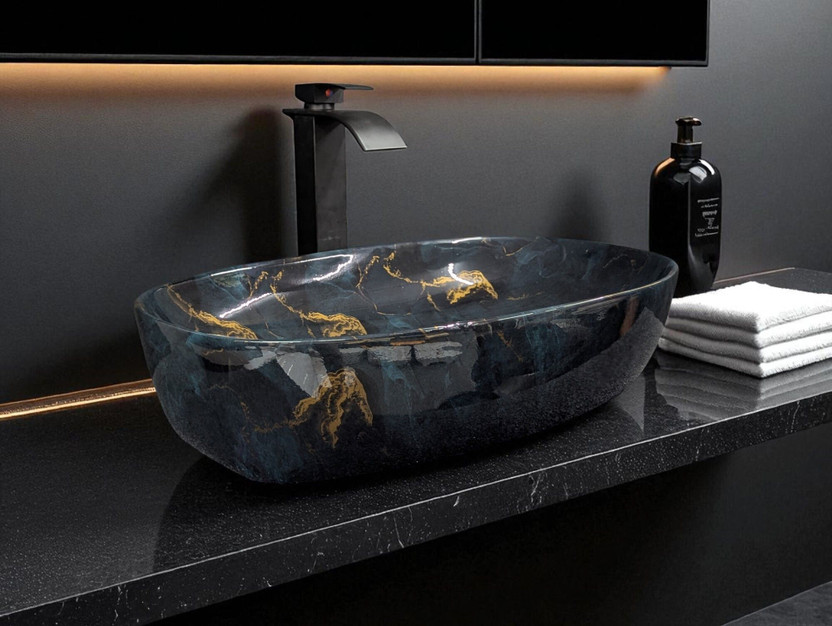 DELTA Big Size Premium Designer Ceramic Wash Basin (M78)G (24*15*5)(M78)Glossy Table Top Basin(Multicolor)