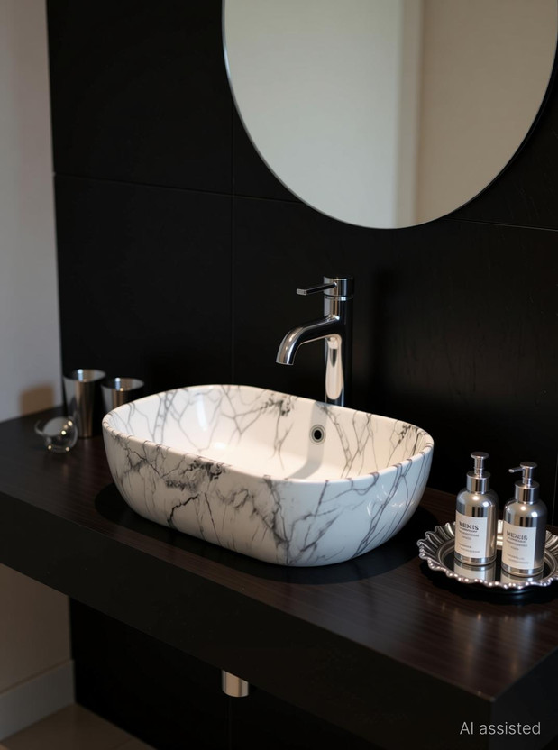 NEXIS Designer imported Wash Basin ( GLOSSY FINISH) NS101 Table Top Basin(WHITE)
