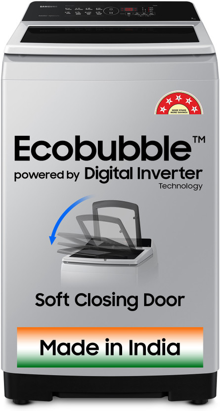 Samsung 7 kg 5 Star, Ecobubble, Soft Closing Door, Digital Inverter Fully Automatic Top Load Washing Machine Grey(WA70BG4441YYTL)