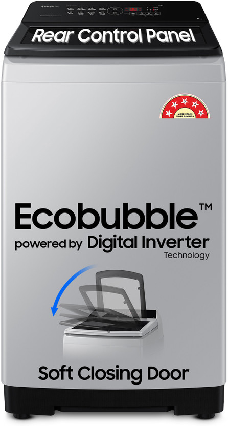 Samsung 8 kg 5 star, Ecobubble, Soft Closing Door, Digital Inverter Fully Automatic Top Load Washing Machine Grey(WA80BG4441BGTL,WA80BG4441BG)