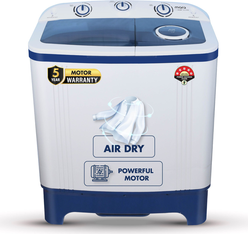 MarQ by Flipkart 6.5 kg 5 Star Rating Innowash Range Semi Automatic Top Load Washing Machine Blue, White(MQSA655NNNDN / MQSA65H5M)