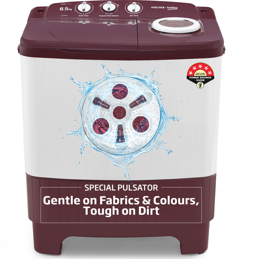 Voltas Beko 6.5 kg Semi Automatic Top Load Washing Machine Maroon, White(WTT65UNX/OK3R0R0W01)