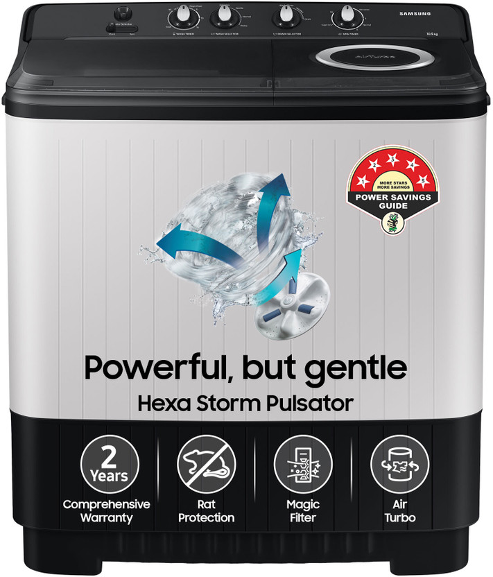 Samsung 10.5 kg Semi Automatic Top Load Washing Machine Black(WT10C4260GG/TL)