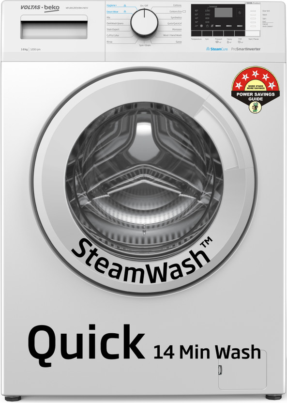 Voltas Beko by A Tata Product 8 kg 5 star Fully Automatic Front Load Washing Machine with In-built Heater White(WFL8012B7JVBKA/WXV)