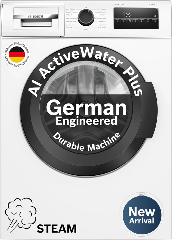 BOSCH 7 kg Fully Automatic Front Load Washing Machine with In-built Heater White(WAJ24263IN)