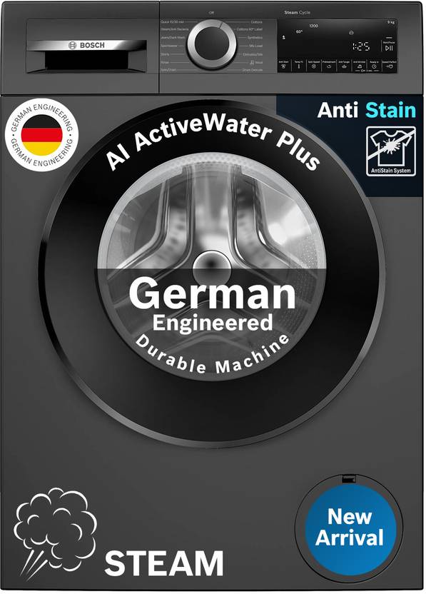 BOSCH 9 kg Fully Automatic Front Load Washing Machine with In-built Heater Grey