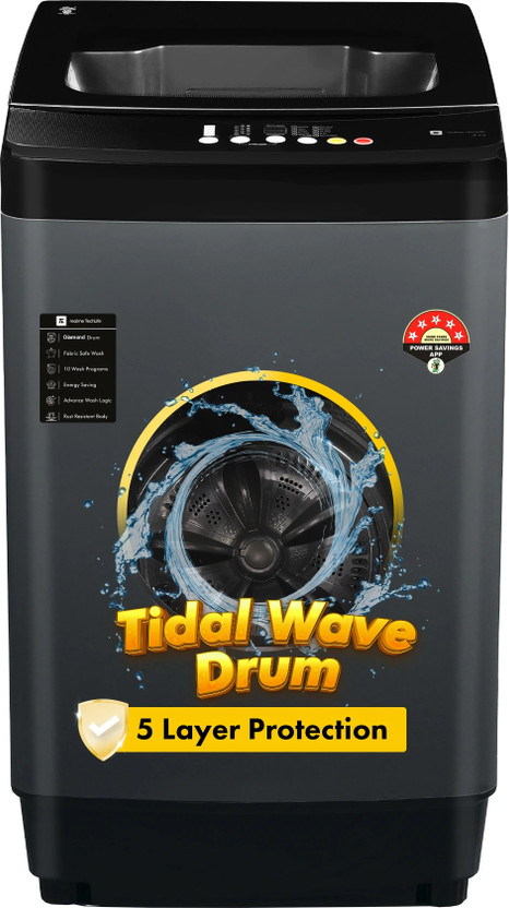 realme TechLife 8 kg 5 Star Rating Fabric Safe Wash Fully Automatic Top Load Washing Machine Grey(RMTL805NNNEG)