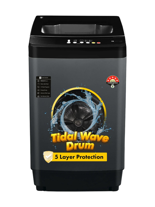 realme TechLife 8 kg 5 Star Rating Fabric Safe Wash Fully Automatic Top Load Washing Machine Grey(RMTL805NNNEG)