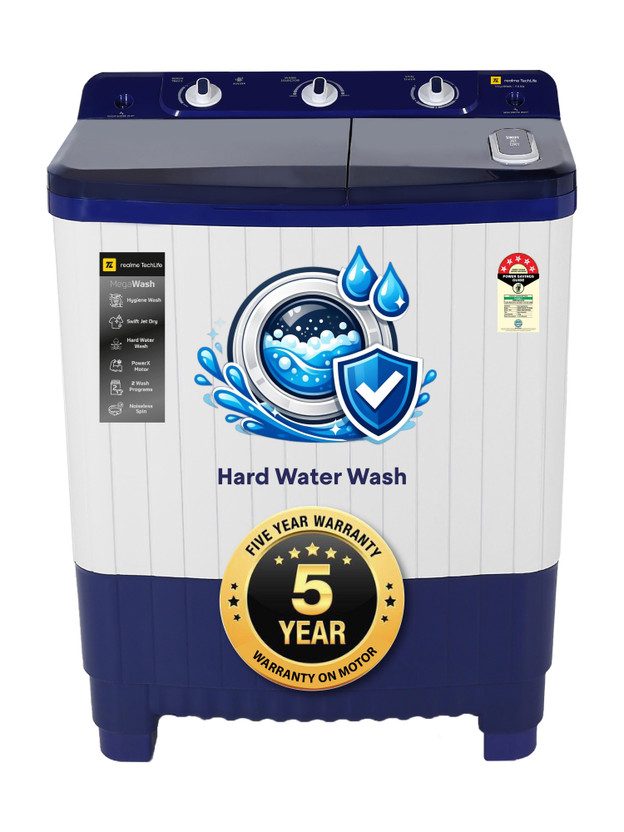 realme TechLife 7.5 kg Semi Automatic Top Load Washing Machine Blue, White(RMSA755NNNDW)