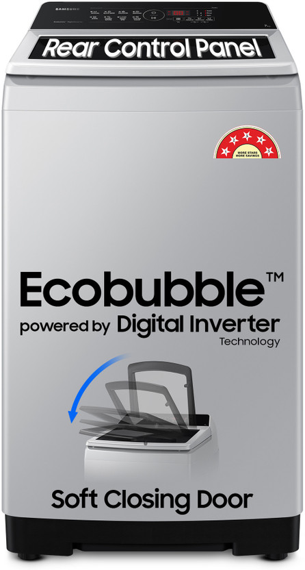 Samsung 7 kg 5 Star, Ecobubble, Soft Closing Door, Digital Inverter Fully Automatic Top Load Washing Machine Grey(WA70BG4441YYTL)