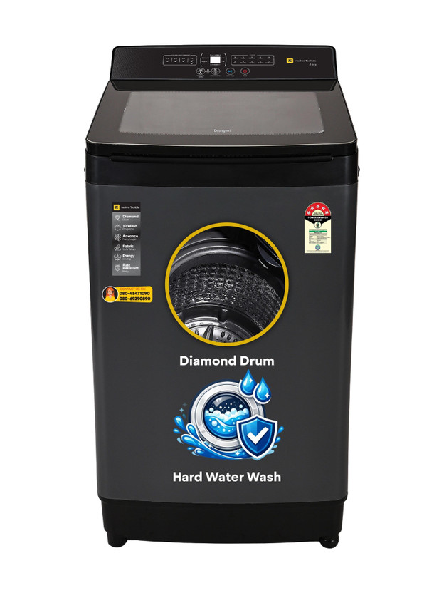 realme TechLife 8 kg with Smart Sensors and Powerful Motor Fully Automatic Top Load Washing Machine Grey(RMTL805NNNPG)