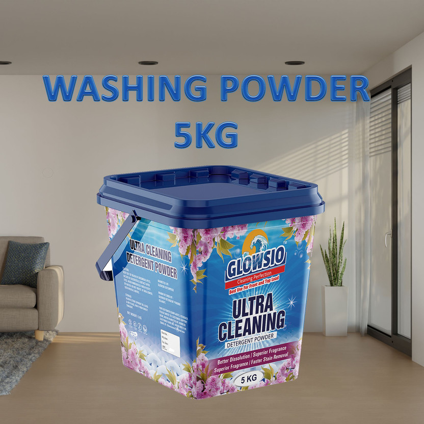 GLOWSIO Ultra Wash Detergent Powder 5KG| Dissolves Easily, Color Safe Detergent Powder (Active Fresh)(5 kg)