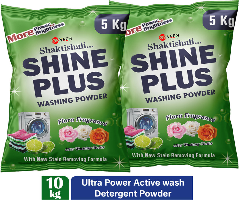 Shaktishali SHINE PLUS Detergent Powder 10 Kg | Ultra Power Active wash | Remove Dried Stains* Detergent Powder (Active Fresh)(10 kg)