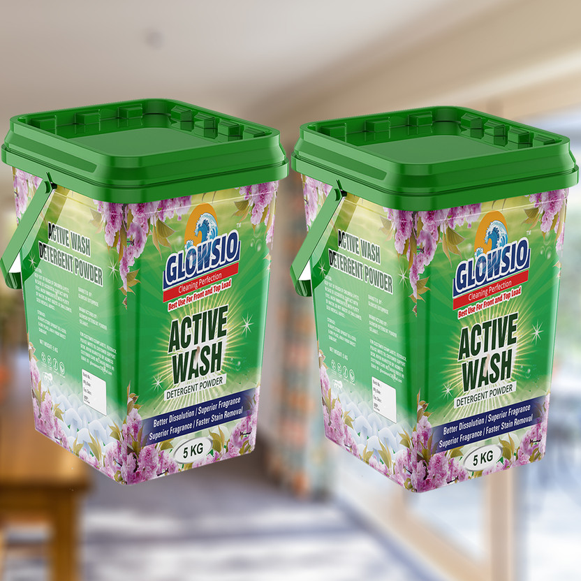 GLOWSIO ACTIVE WASH Detergent Powder 5+5 Kg | Dissolves Easily, Color Safe Detergent Powder (Active Fresh)(10 kg)