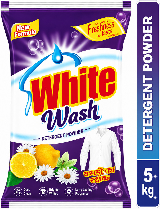 White Wash Detergent Powder | Washing Powder | Detergent Powder (Lemon)(5000 g)