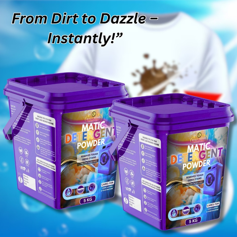 KYARA DREAMS Detergent Powder 10kg Family Bulk Pack Fresh Scent with Strong Cleaning Action. Detergent Powder (Fresh)(10 kg)