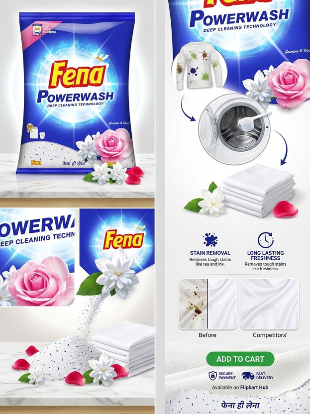 Fena DETERGENT Detergent Powder (ROSE AND JASMINE)(999 g)