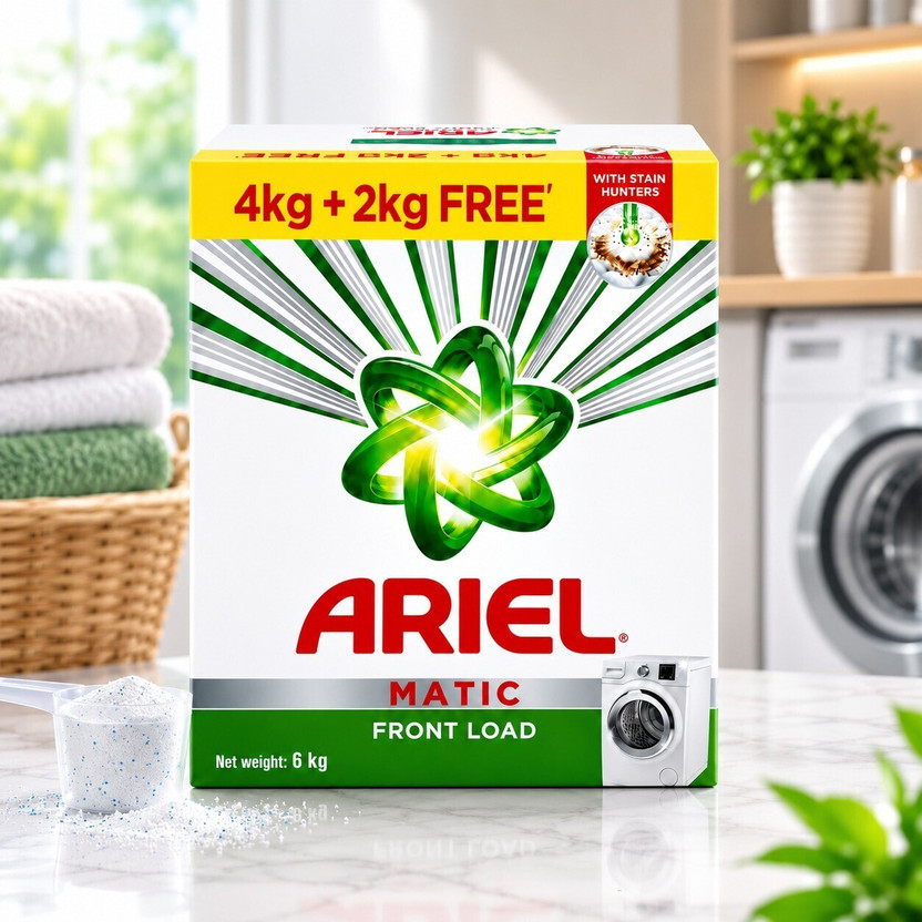 Ariel Fresh Wave Front Load Detergent Powder Detergent Powder (Fresh & Long Lasting Fragrance)(6 kg)