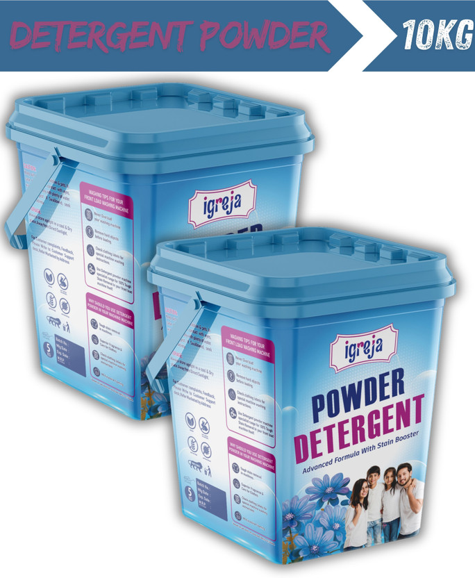 IGREJA Bright Like New Front/Top Load Stain Boost Blue Detergent Powder 10kg Detergent Powder (Active Fresh)(10 kg)