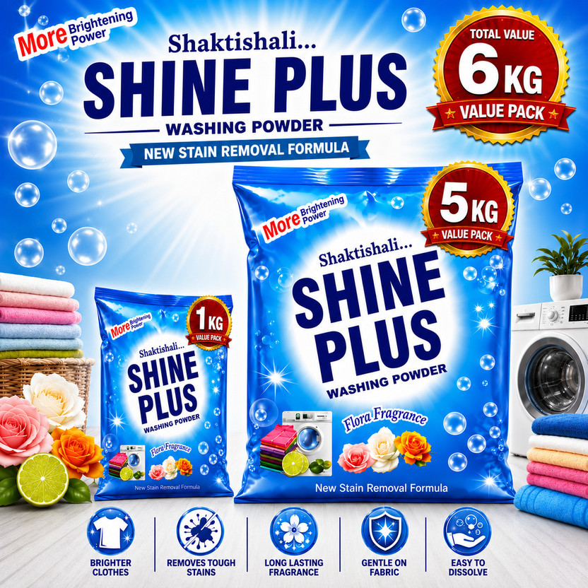 Shine Plus detergent washing powder 6kg Detergent Powder(6000 g)