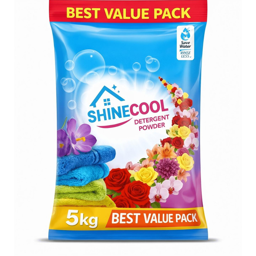 SHINECOOL 5kg washing powder| top load /front load| Detergent Powder (Rose)(5 kg)