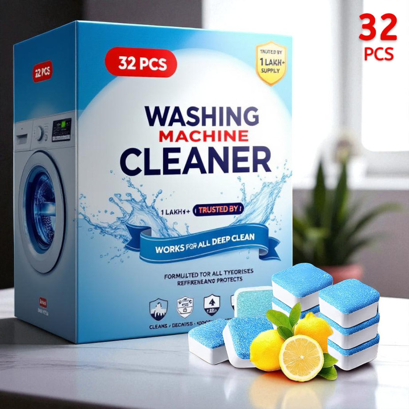 DrumFreshi 32Pcs High Quality Washing Machine Odor Shield Formula Detergent Powder (Lemon)(32 g)