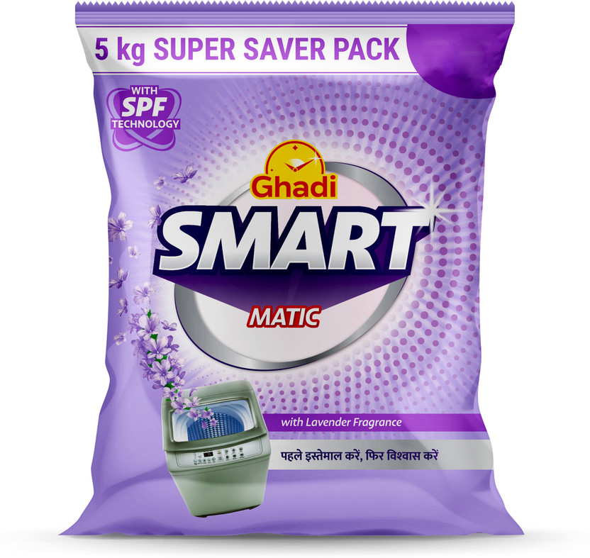 Ghadi Smart Matic Top& Front Load Washing Machine Detergent Powder with SPF Technology Detergent Powder (Lavender)(5 kg)