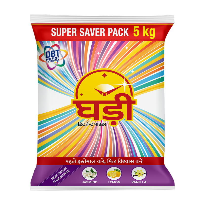 Ghadi Power Wash Detergent Powder (Jasmine, Lemon, Vanilla)(5 kg)