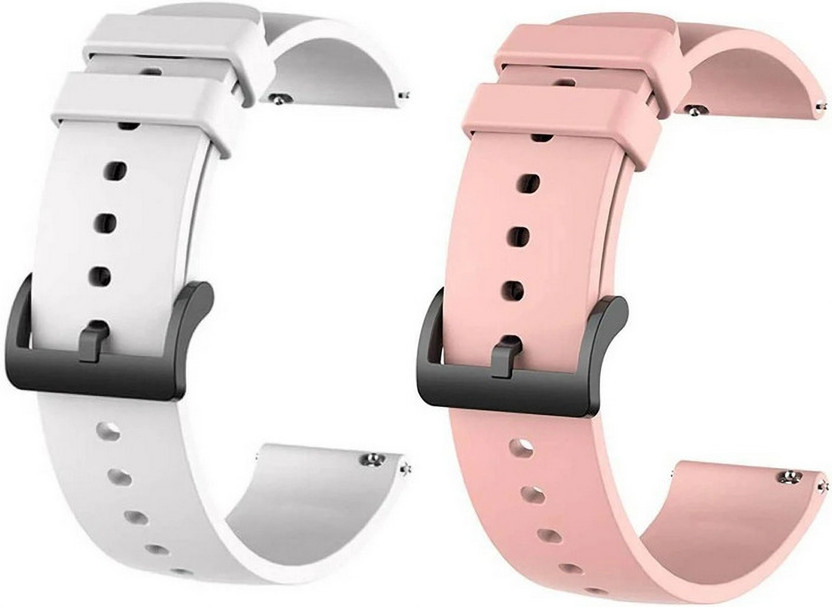 SEHUB 20mm Silicone Replacement Watch Bands for Smart & Analog Watches 20 mm Silicone Watch Strap(Pink, White)