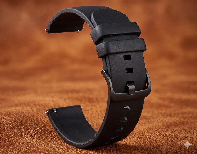 Aurix SILICON-STRAP-22MM-BLK 22 mm Silicone Watch Strap(Black)
