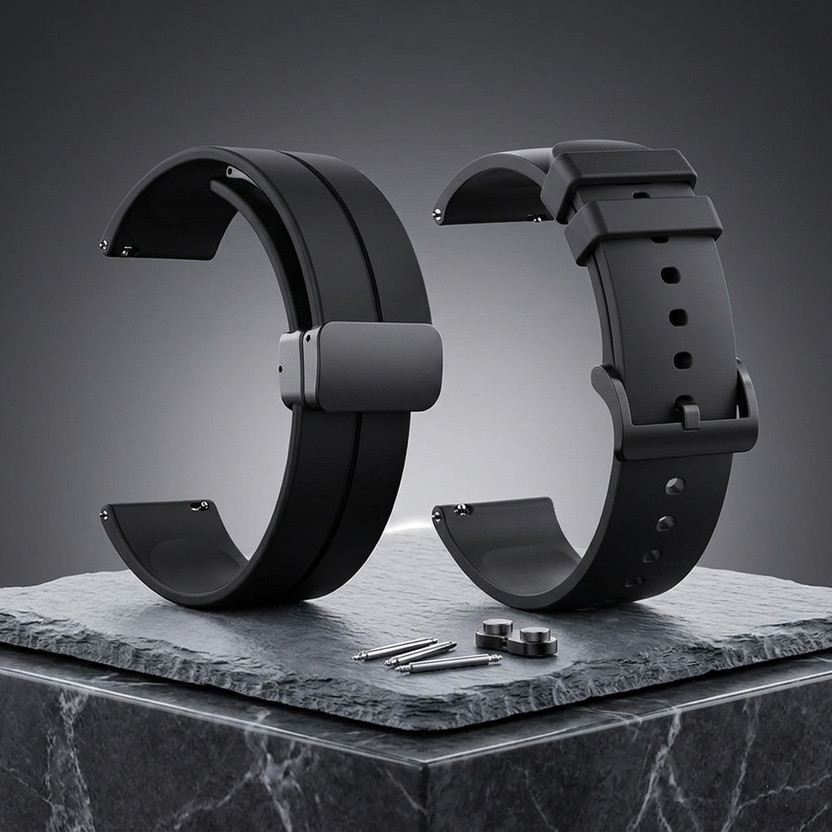 NEWMAN NEWMAN BLACKMAG & BLACKSILI28 22 mm Silicone Watch Strap(Black) - Flipkart Deal