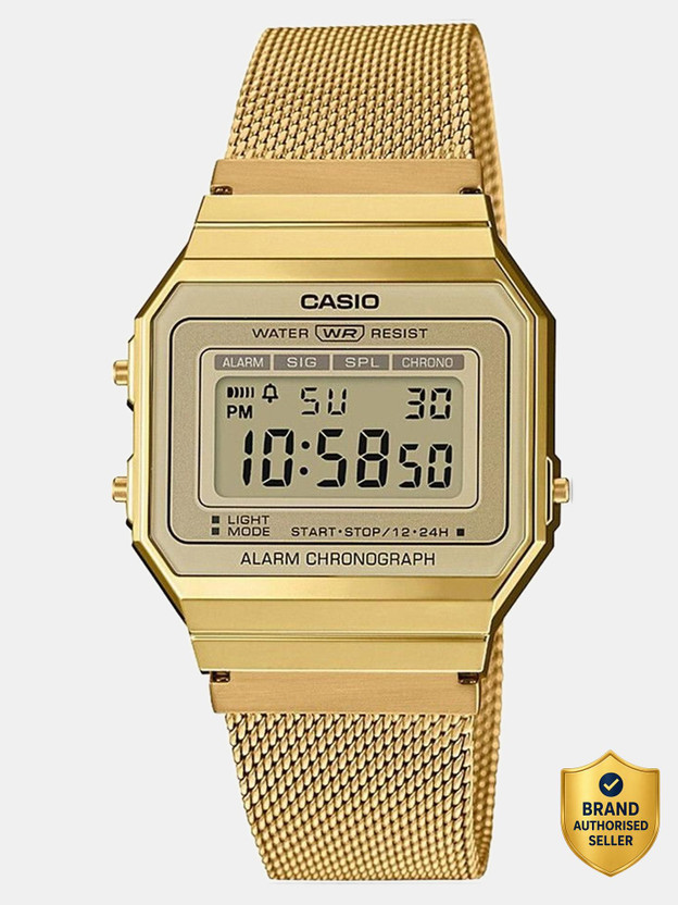Casio CASIO A700WMG-9ADF Vintage A700WMG-9ADF Gold Dial Gold Stainless Steel Mesh Band Digital Watch  - For Men & Women - Flipkart Deal