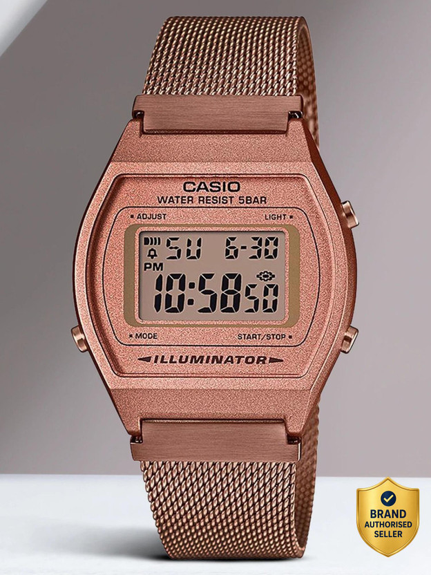 CASIO B640WMR-5ADF Vintage Dial Rose Gold Stainless Steel Mesh Band Digital Watch  - For Men & Women