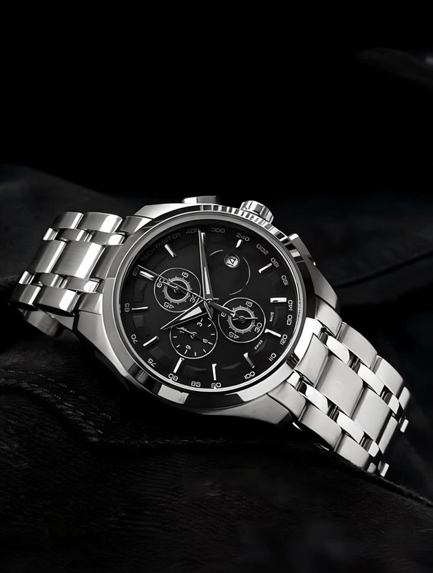 NITYA NEW T-SHORT BLK SIL1 Fancy Men Analog Watches Day & Date Feature Dial Stainless Steel Strap Analog Watch  - For Men