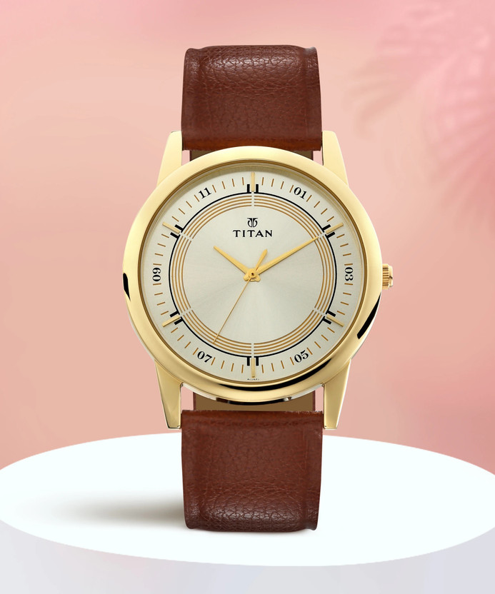 Titan NP1773YL03 Titan Quartz Beige Dial Brown Leather Strap Analog Watch  - For Men
