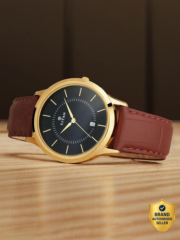 Titan Titan NP1825YL01 Titan With Date Black Dial Brown Leather Strap Analog Watch  - For Men - Flipkart Deal