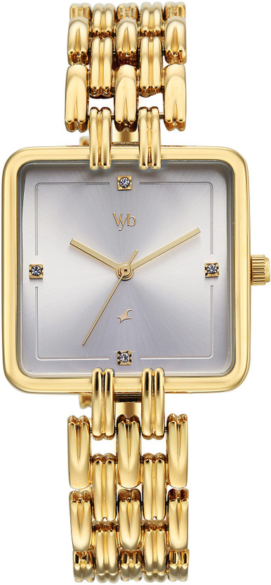 Fastrack Vyb Minimalist Fastrack Vyb Minimalist Quartz Silver Dial Gold Strap Analog Watch  - For Women