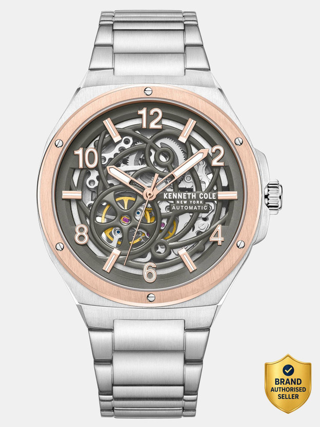 Kenneth Cole Kenneth Cole Automatic Grey Dial Silver Stainless Steel Strap Analog Watch  - For Men