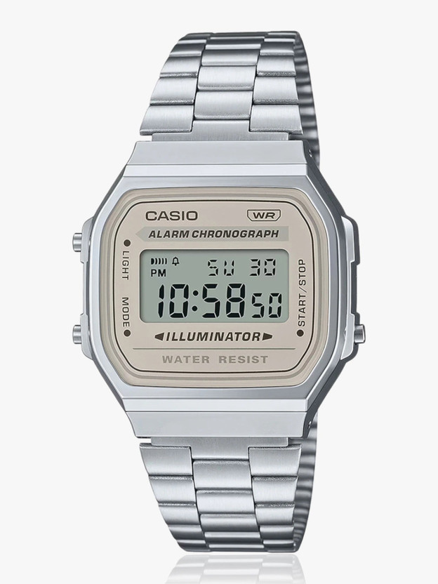 CASIO A168WA-8AYDF Vintage Brown Dial Silver Stainless Steel Band Digital Watch  - For Men & Women