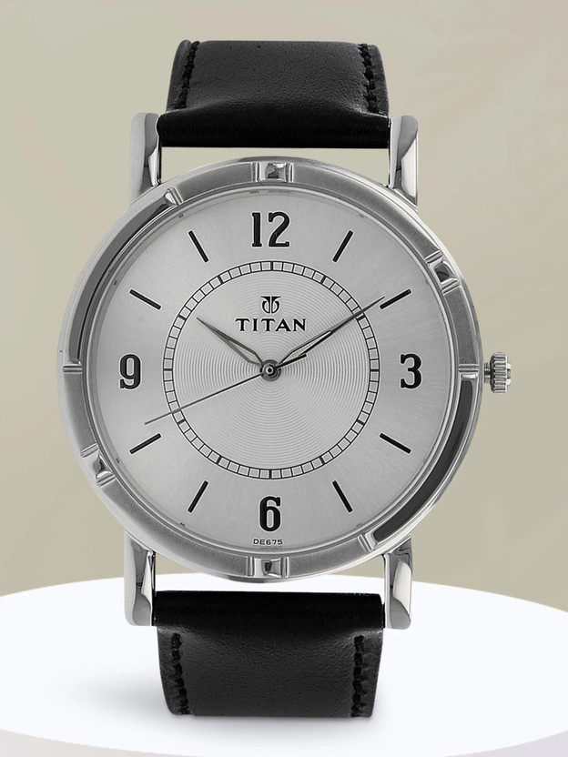 Titan Titan Quartz Silver Dial Black Leather Strap Analog Watch  - For Men