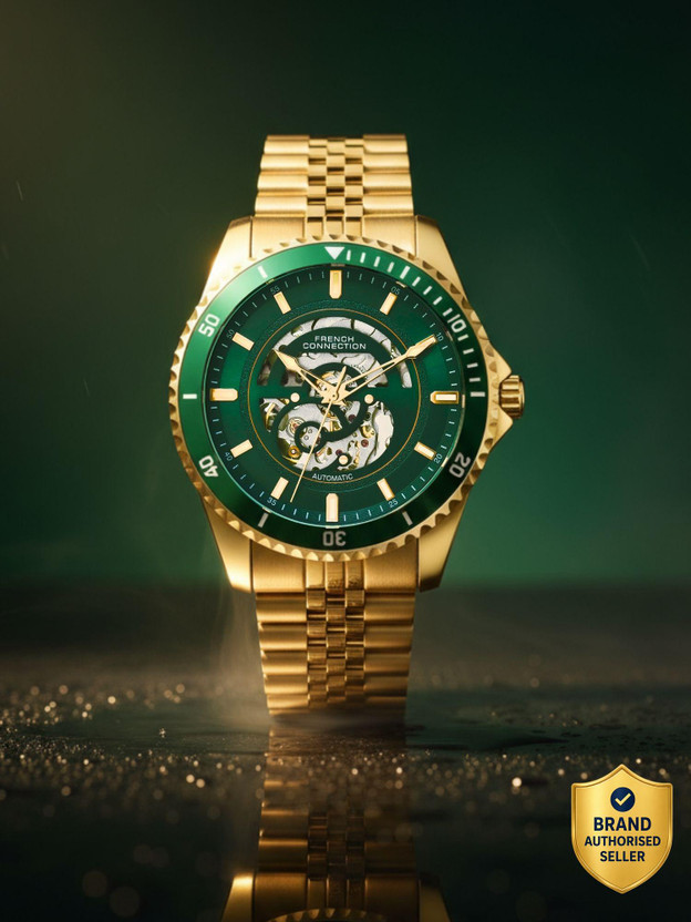 French Connection AETHER DRIVE AETHER DRIVE Green Sunray Round Dial | Automatic Watch for Men's Analog Watch  - For Men