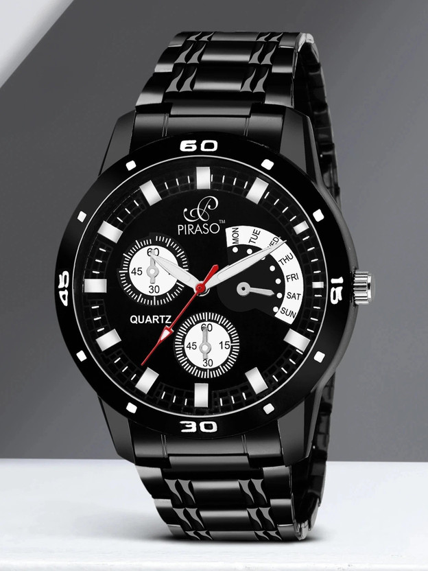 PIRASO 32-BK-CK Chrono Display|Analog watch|Black Dial Analog Watch  - For Men