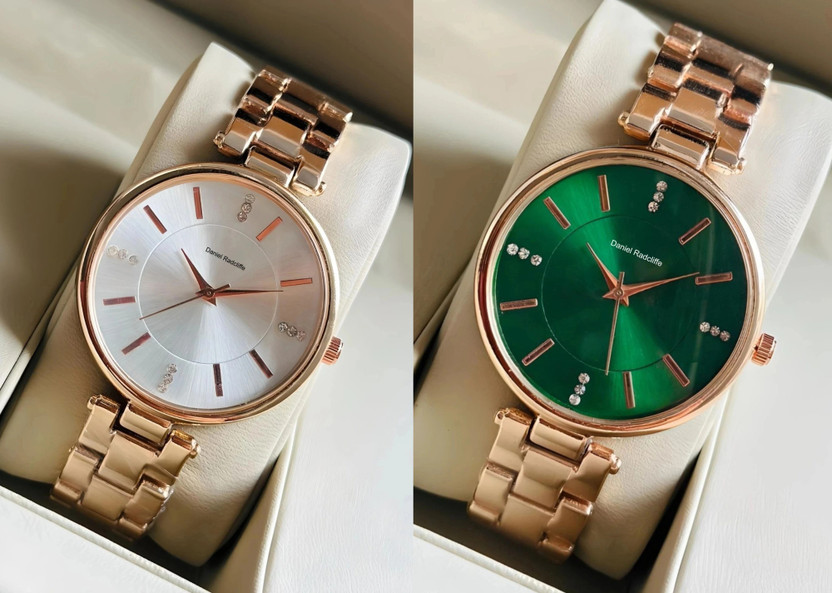 Daniel Radcliffe DRW001 pack of 2 Latest Rose Gold Finish Green Silver Dail Analog Watch  - For Women
