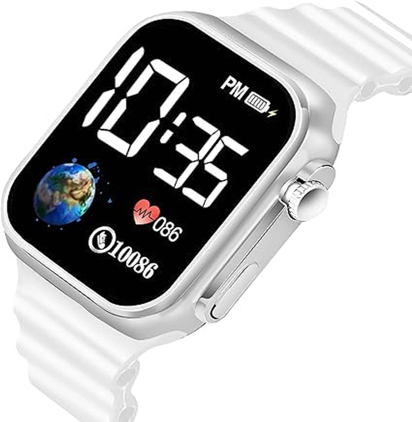 Miyota Detachable Silicone Strap Waterproof Kids Watch,Ideal Watch for Boys & Girls Smartwatch(WHITE Strap, KIDS)