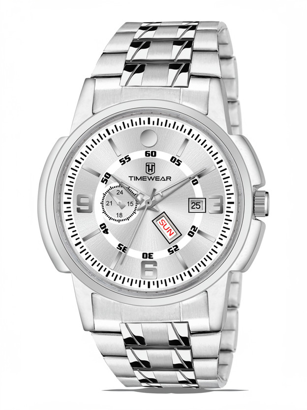 TIMEWEAR 335SDTG Silver Dial Day Date Functioning Stainless Steel Chain Analog Watch  - For Men