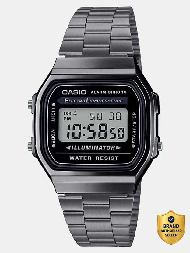 CASIO A168WGG-1ADF Vintage Dial Black Stainless Steel Band Digital Watch  - For Men & Women