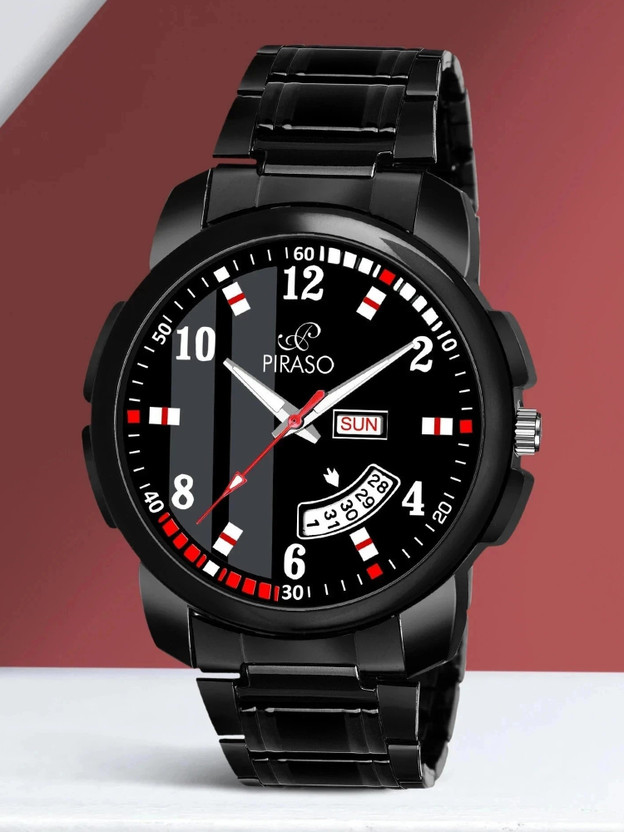 PIRASO D&D-14 DAY AND DATE WORKING|BLACK DIAL|BLACK CHAIN| FOR BOYS Analog Watch  - For Men