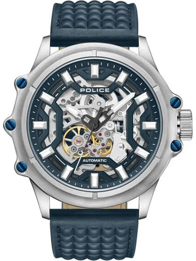 Police FW24 Automaticmatic With Self Winding Blue Dial Blue Leather Strap Analog Watch  - For Men
